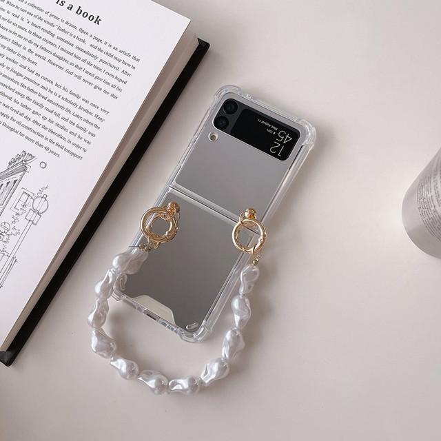 Роскошный браслет-цепочка со стразами, зеркало для макияжа, чехол для Samsung Galaxy Z Flip 4 Z Flip 3 Flip3 Zflip 5g, противоударный чехол