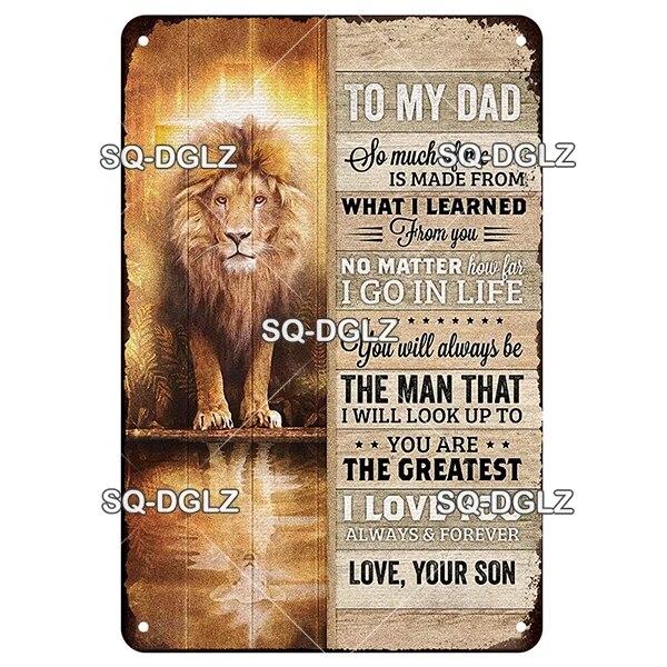 SQ-DGLZ Vintage To My DAD Word Metal Sign Plate Tin Sign Plate Home Bar Door Wall Decor Sticker Decoration Plaque Poster