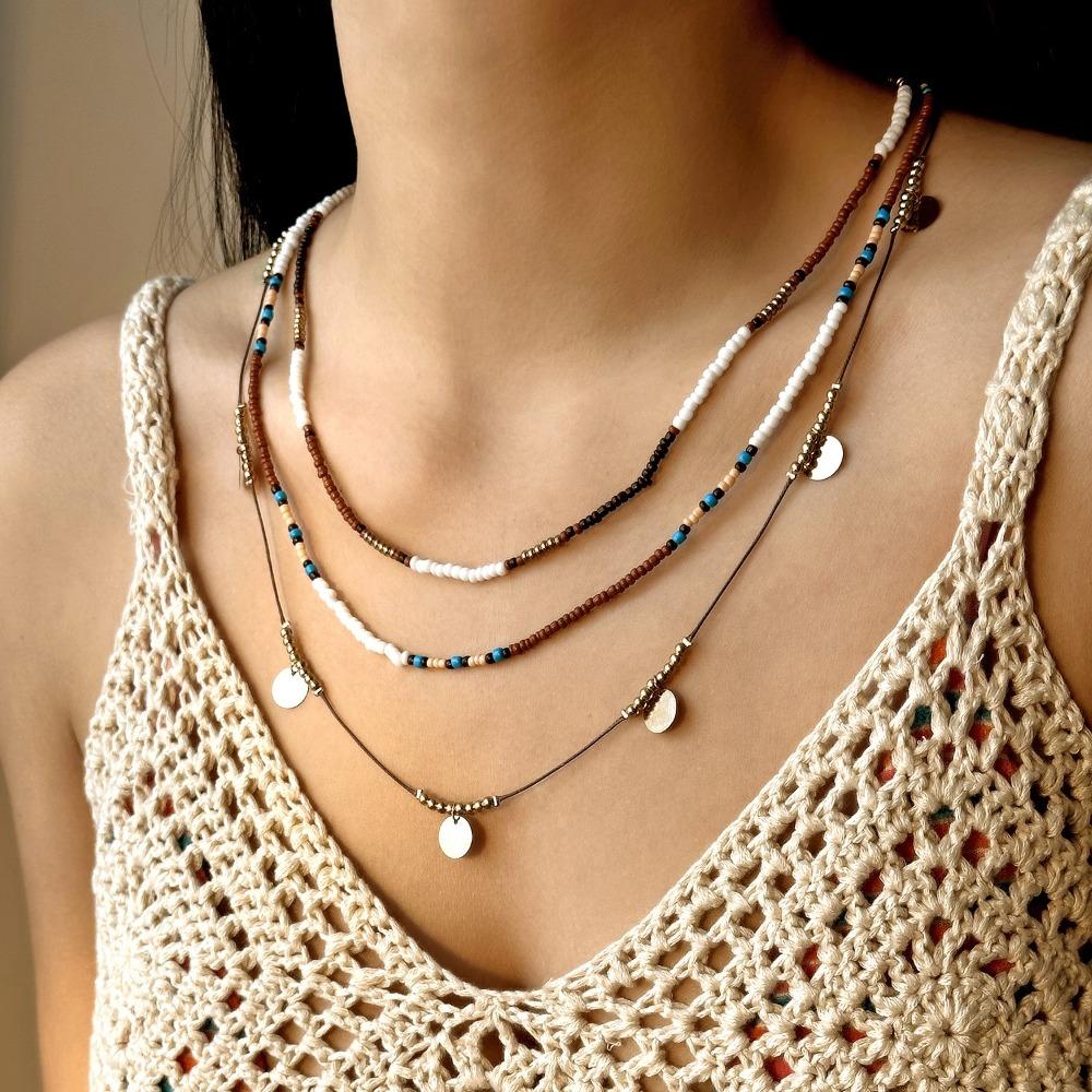 Multi-layer Clavicle Chain Jewelry Bohemian Necklaces Retro Bead Necklaces  Daily