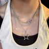 Retro Minimalist Hollow Out Pentagram Pendant Necklace, Fashionable and Versatile Collarbone Chain, Stylish and Stylish Design Neck Chain Jewelry.