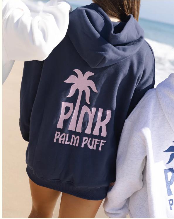 Худи европейского размера с вышивкой «Кокосовая волна» и рукавами со спущенным плечом