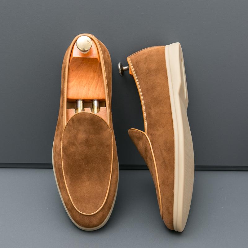 Модные осенние высококачественные замшевые мужские мокасины простые повседневные туфли на плоской подошве люксовый бренд нубук кожа уличные мокасины для вечеринки и свадьбы