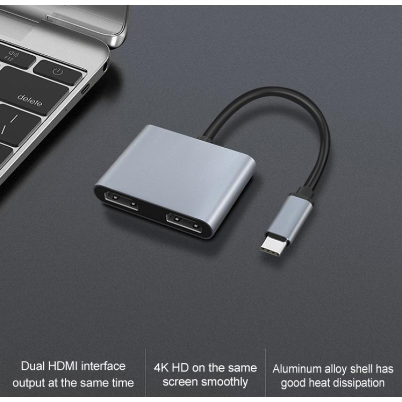 Распределитель 2 в 1, совместимый с Type-C и HDMI, USB3.1 HD 4K, двухпортовый двухпортовый дисплей с одновременным отображением Type-C