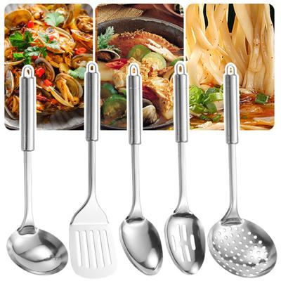 5 шт. набор кухонной утвари из нержавеющей стали, термостойкие ложки с антипригарным покрытием, лопаточка с отверстием для подвешивания, эргономичная ручка, инструменты для приготовления пищи