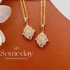 Temperament Clavicle Chain Gold Plated Diamond Enclosed Universal Diamond Shape Cushion ...
