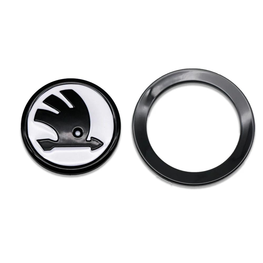 NADH5 Car Steering Wheel Badge Emblem Sticker Auto Interior Accessories For Skoda Yeti Kodiaq Octavia Karoq Kamiq Fabia Rapid Superb