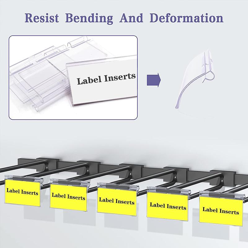 60 шт., прозрачные пластиковые зажимы для этикеток для мусорных контейнеров, идеально подходящие для проволочных полок, корзин, тканевых кубиков для хранения, шкафов для хранения, тканевых контейнеров, кладовой для еды (6х4,2 см)