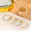 4pcs Glamorous Personalized Cubic Zirconia Multi-Layer Adjustable Copper Alloy Colorful Rings
