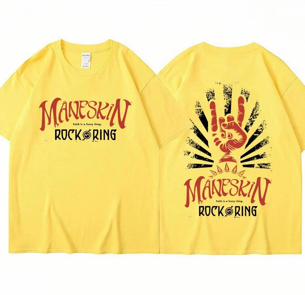 Maneskin Best Rock Am Ring Футболка Итальянская рок-группа Унисекс Женская футболка Ретро хип-хоп Готические футболки большого размера Повседневная уличная одежда