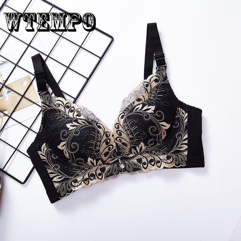 Ultra-thin Lace Sexy Thin Cotton Cup Plump Big Push Up Sexy Bra Sets