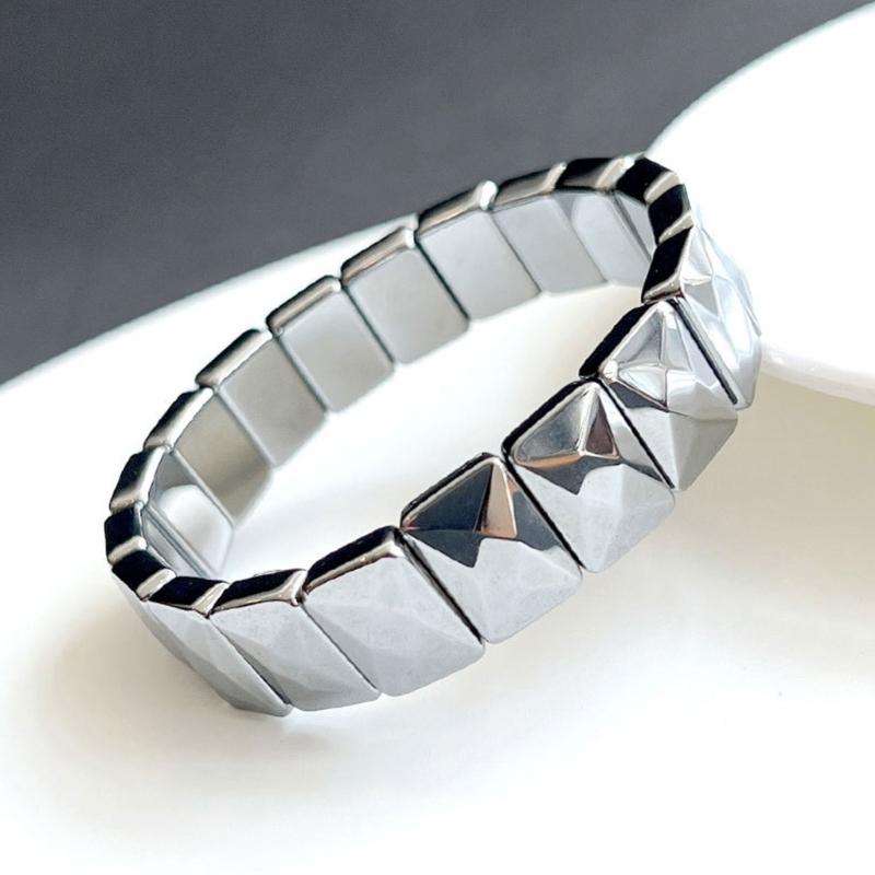 Терагерцовый браслет, прямоугольный браслет из бисера, ручная работа, блестящий регулируемый браслет из натурального терагерцового камня, ювелирные изделия-декор