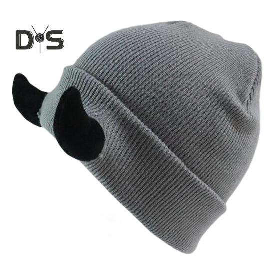 Вязаная шапка-бини с рогами дьявола, зимняя шапка-череп для мужчин и женщин с рогами для катания на лыжах в холодную погоду, теплая вязаная шапка ручной работы с рогами демона