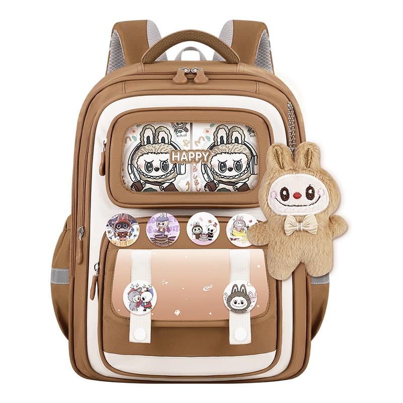 School Backapck 10pcs Sets Bag LABUBU Schoolbag Children's Primary School Students Grade 1-6 Backpack To Reduce The Burden On The Backpack CLE