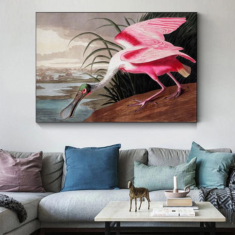 Audubon Vintage Bird Poster Canvas Print Wall Art Picture American Heron Swan Roseate Spoonbill Scarlet Lbis Blue Crane Decor
