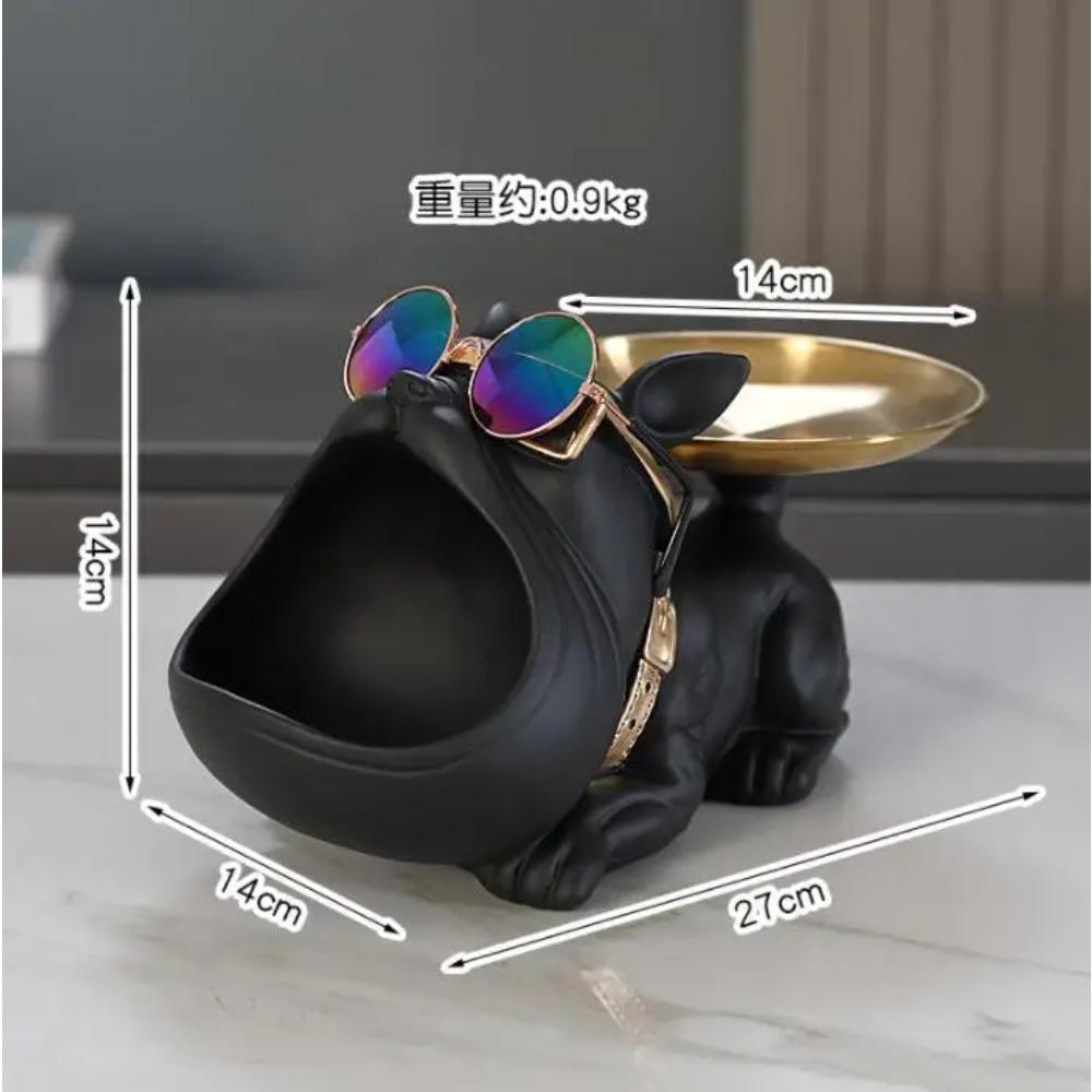 Крутой французский бульдог дворецкий декор с подносом большая пасть собаки статуэтка домашний декор ящик для хранения животных смоляная скульптура фигурка искусство подарок