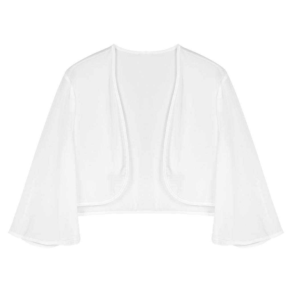 Womens 3/4 Sleeve Chiffon Cardigan Bolero Elegant Summer Ladies Wedding Wraps Shrug Bridal Shawl Evening Cover Up