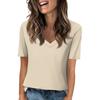 Женская футболка с v-образным вырезом, топ с короткими рукавами, повседневная однотонная футболка