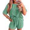 Женский свободный однотонный короткий рукав шорты с завязками повседневный домашний костюм комплект