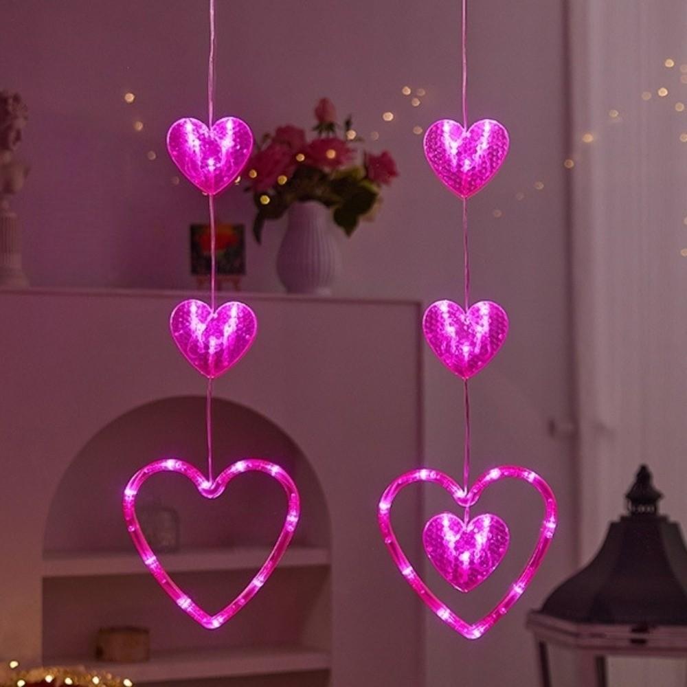 Waterproof Heart Curtain Fairy Light Creative Suction Cup Atmosphere Light  Proposal Ceremony