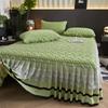 Autumn Winter New Taffeta Single Bed Skirt French Lace Trim Fleece Thickened Coral Fleece Bed Cover