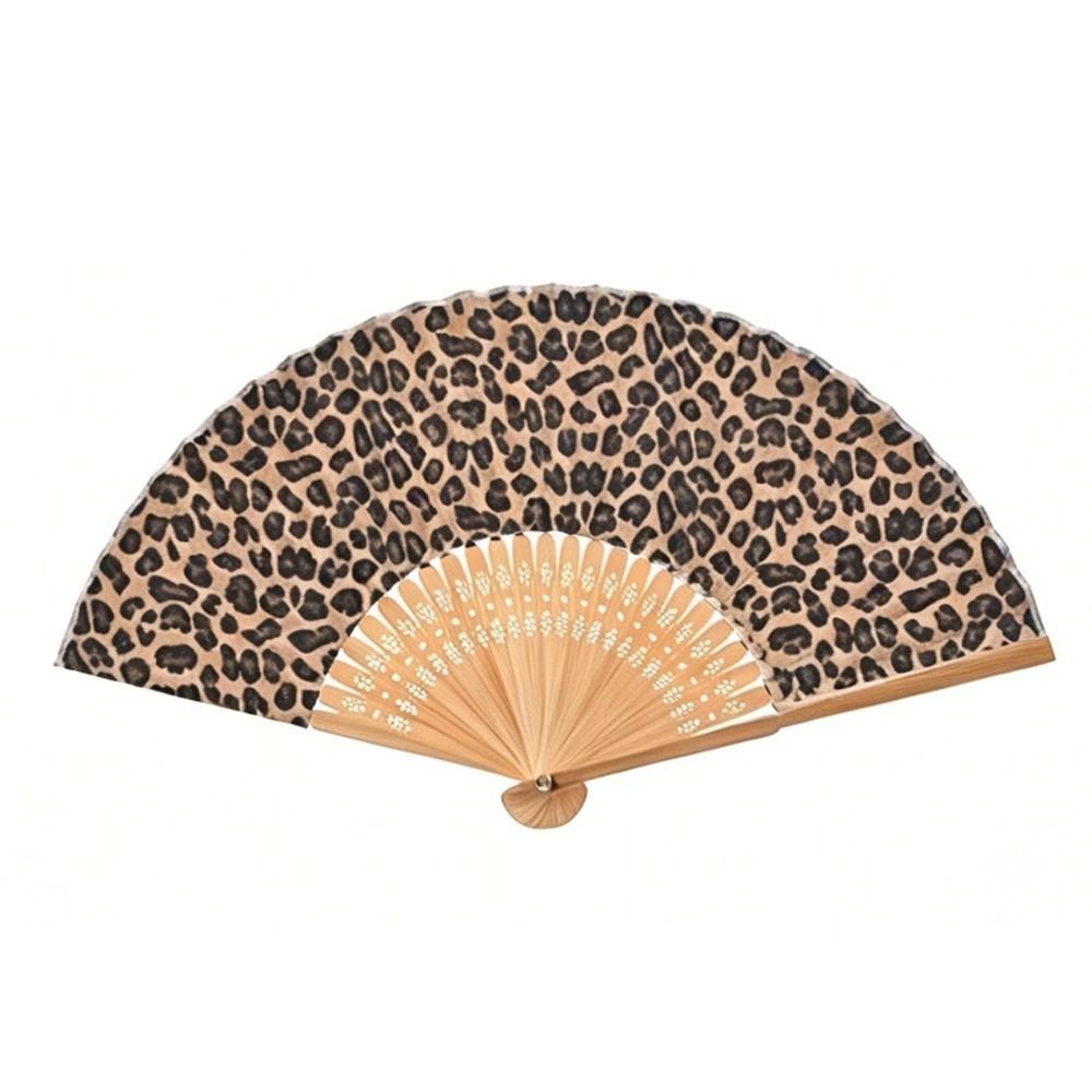 Lightweight Portable Leopard Print Folding Fan Foldable Dance Hand Fan Stage Dance Performance