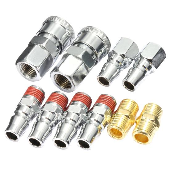 10Pcs 1/4inch Hose Quick Release Air Compressor Connector Coupler Fittings Set