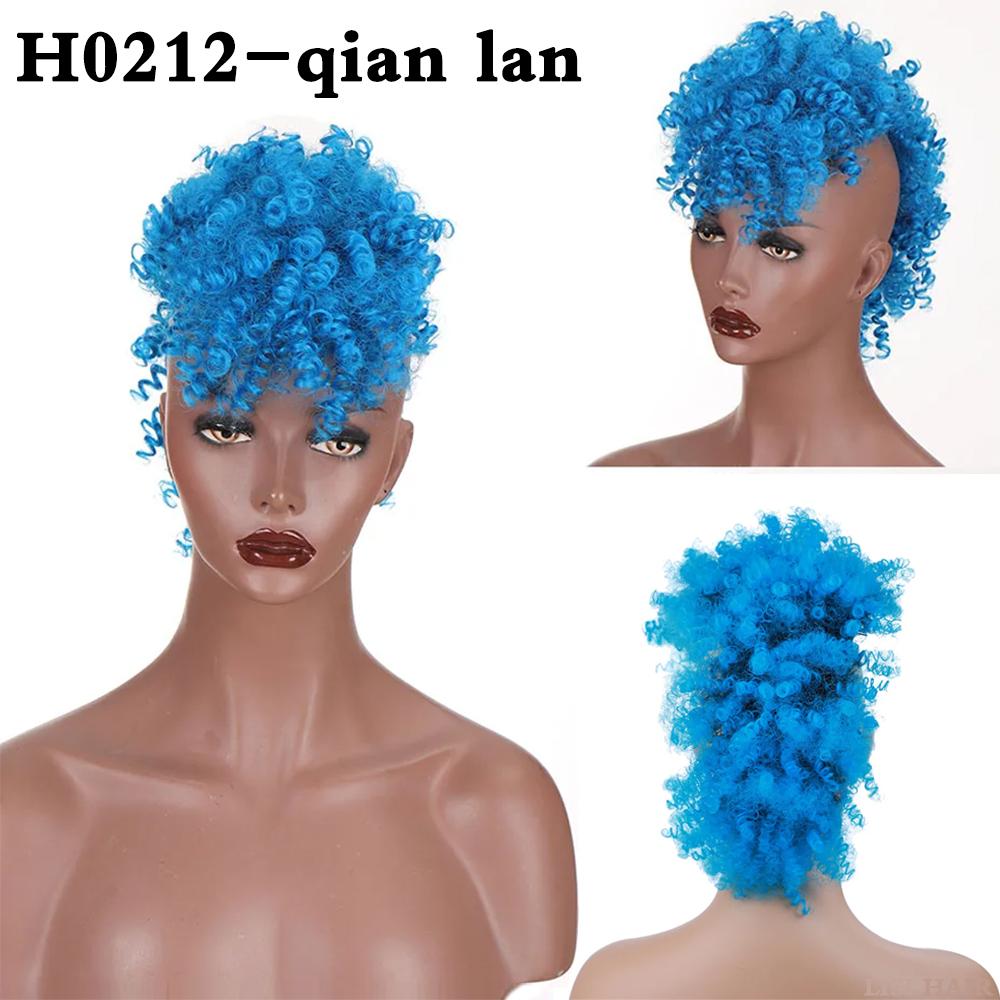 MISS WIG Синтетический вьющийся парик ирокез с заколкой для наращивания волос, пышный хвост с челкой, мягкий вьющийся парик ирокез