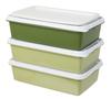 Sanko Plastic Контейнер для бенто с 3 сторонами Earth Ш x Г x 22 см В Коробка/Тарелки для пикника, Зеленый, 116772, Прибл.. 26.5см 15.5см