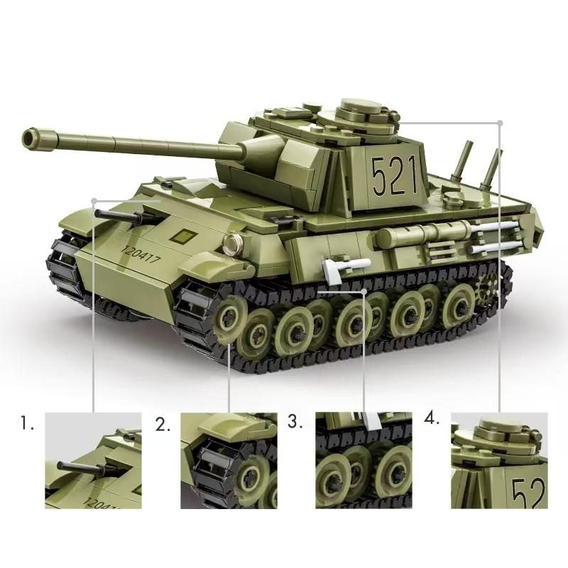 Нетоксичные Военная Серия Танк Пантера Строительные Блоки Военный Панцер Армия Солдаты Кирпичики Игрушки DIY Образовательные Игрушки Подарок для Детей 4517 638 шт.