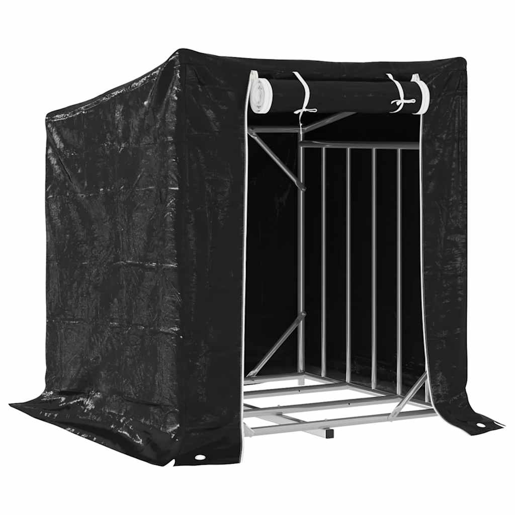 Firewood Rack with Rain Cover 101 x 61 x 110.5 cm Galvanized Steel