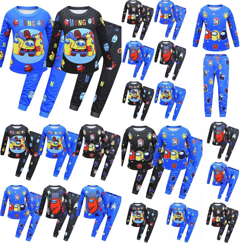 Пижамный комплект с длинным рукавом для детей Among Us, мягкая дышащая ночная одежда