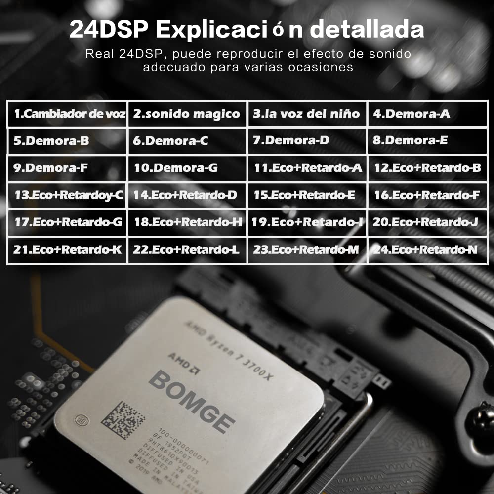 BOMGE 6-канальный мини-аудиомикшер стерео 48 В Phantom 24 DSP эффекты для ПК-консоли записи, USB, Bluetooth, запись, питание, караоке, пение,