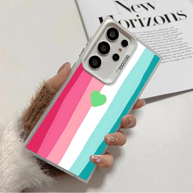 Rainbow Gradient Love Desgin Soft Phone Case for Samsung Galaxy S24 S25 FE S26 Edge S23 Ultra S22 Plus S21 + Shockproof Cover Ba