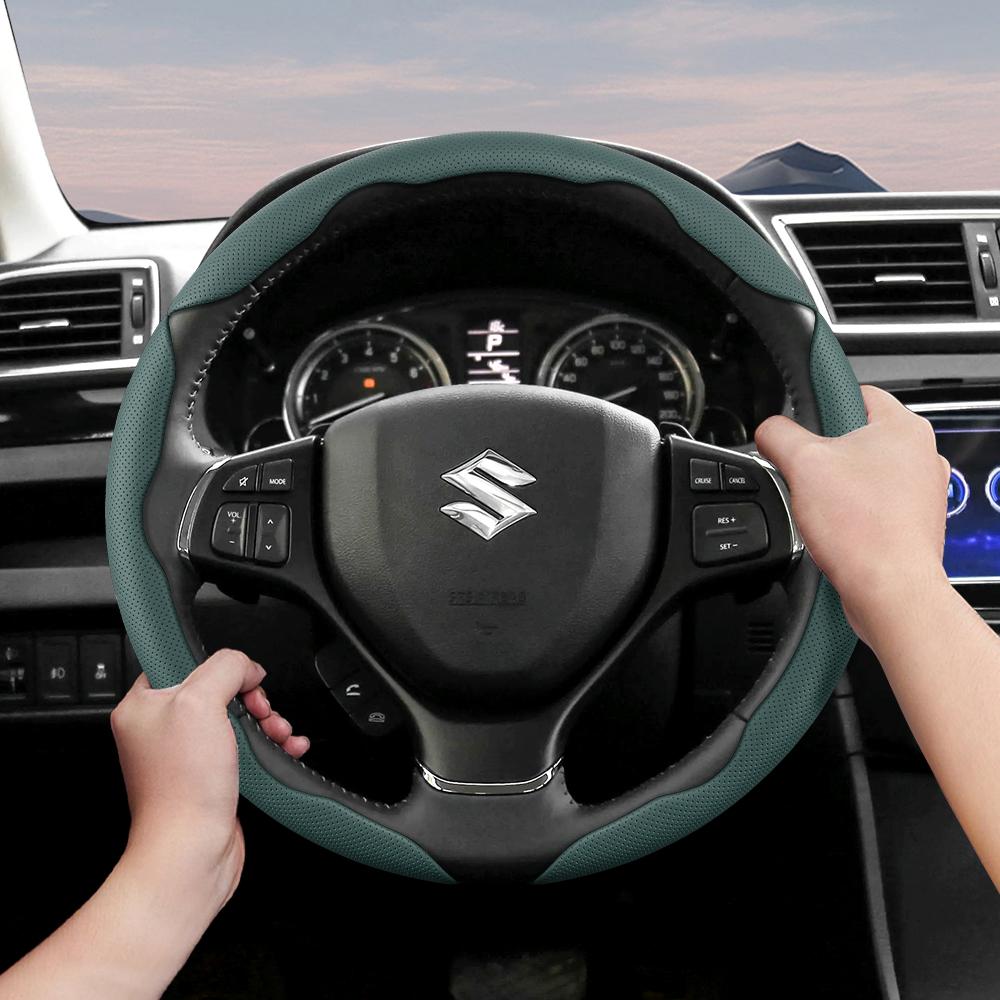 Подходит для Suzuki Дышащая Кожаная Накладка на Руль с Отверстиями Сегментированная Конструкция Быстрого Крепления Противоскользящая и Прочная Swift 2011 Sx4 Grand Vitara