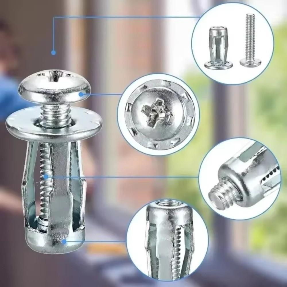 50pcs Metal Jack Nuts Screw Fixed Bolt Board Expansion Plugs Anchors Rivet Nut Board Wall