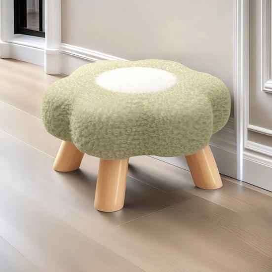 Цветочный табурет с деревянными ножками, подушка из облачного бархата, подставка для ног, табурет для гостиной, спальни, дивана, софы, под стол, мягкое сиденье, туалетный табурет