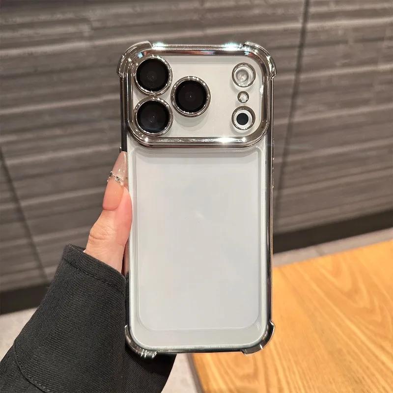 Роскошный прозрачный противоударный чехол с покрытием для iPhone 17 Air 17 Pro 16 15 14 13 12 11 17Pro Max Plus, противоударный бампер
