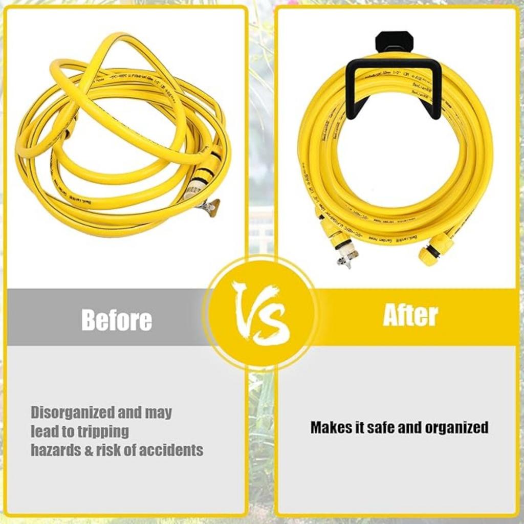 Настенное крепление для садового шланга, прочный металлический держатель для шланга для воды, органайзер для подвесного крючка для садового шланга, веревки, растягивающийся шланг