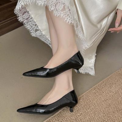 Модные Роскошные Женские Туфли-Лодочки 2025 Новый Стиль Модная Нарядная Обувь на Низком Каблуке Элегантная Обувь для Вечеринки Офиса Туфли на Небольшом Каблуке Сексуальные Женские Туфли-Лодочки