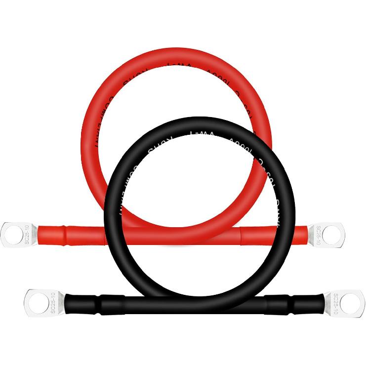 4 AWG Battery Cables with 3/8 inch Copper Terminals(2PCS 1FT)