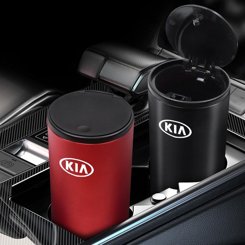 LRVA9 Car Trash Bin Ashtray Mini Auto Dust Organizer Rubbish Bag Garbage Can Container Storage Box For Kia Sportage Ceed Niro K7 K5 K8
