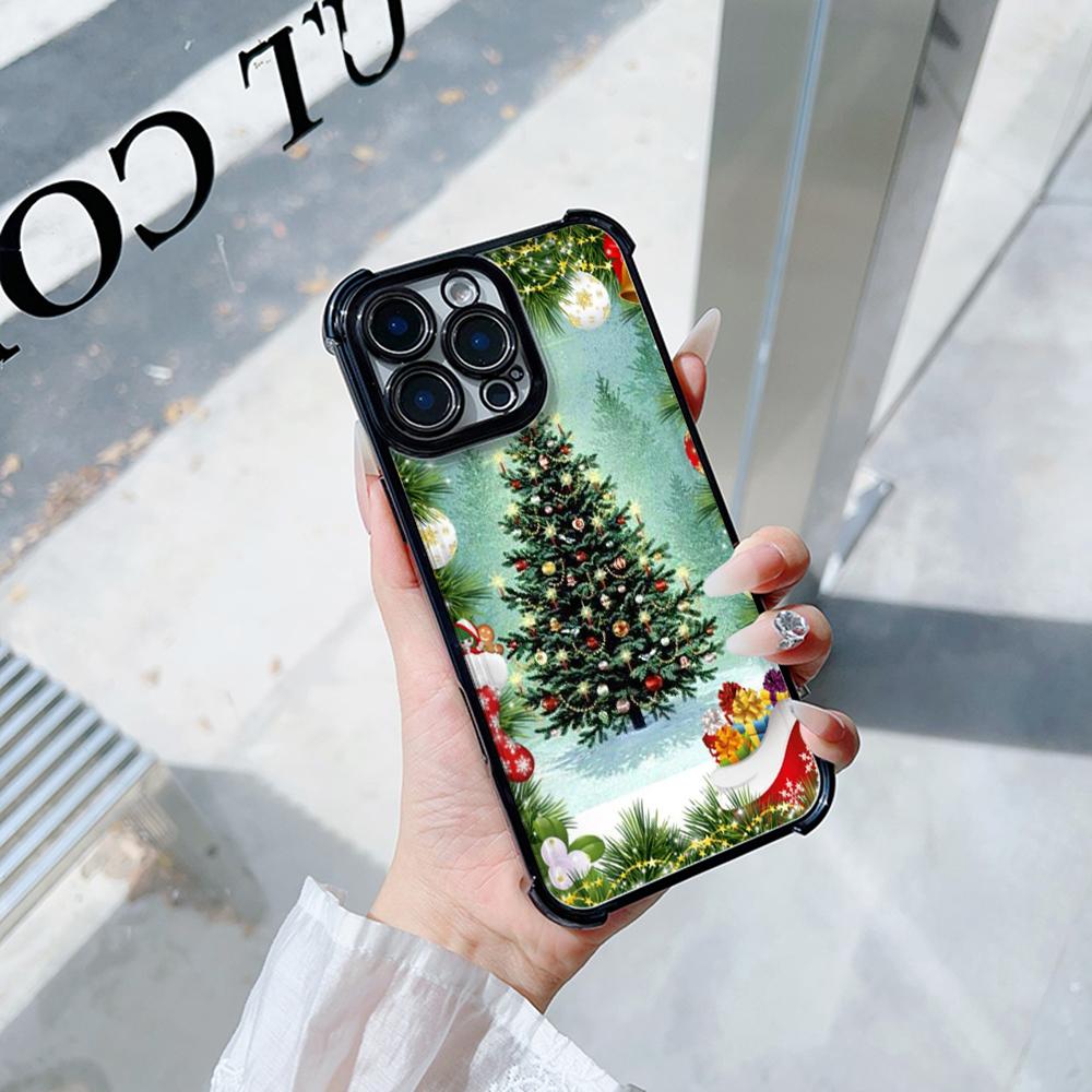 Чехлы для телефонов Ae121 Merry Christmas Santa design art из гальванизированного ТПУ для Samsung A54 A12 A14 S23 S24 Ultra A55 A15 S21 FE с четырьмя углами защиты