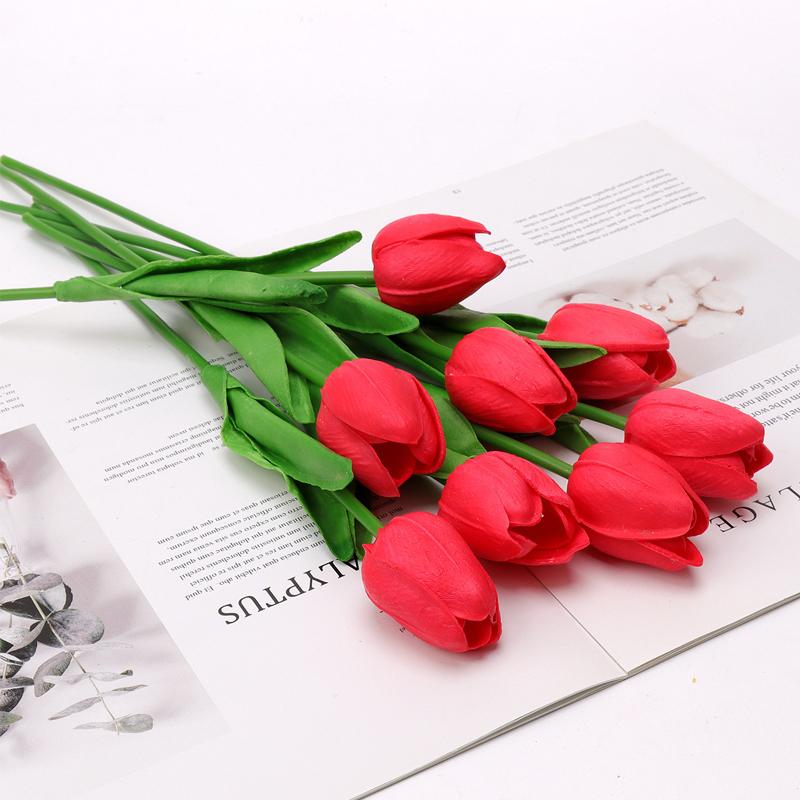 10XИскусственный ложный цветок тюльпана Поддельный букет цветов Домашний свадебный декор