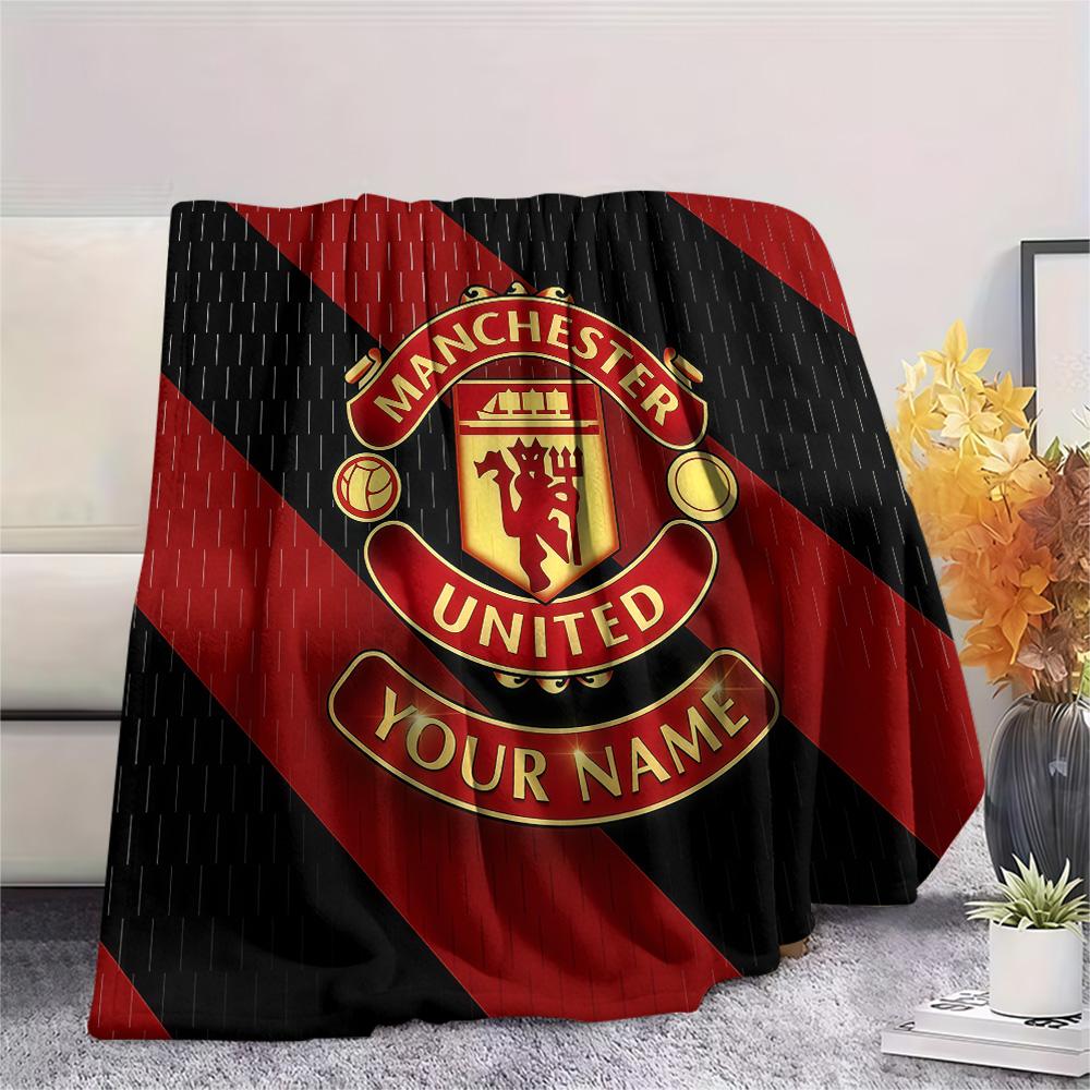 Custom Name Manchester UnitedFlannel Blanket, High quality Comfortable for All Seasons, Home Decor, Warmth and Comfort