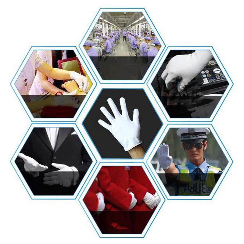 Рабочий хлопок Белый хлопок Инспекция Белый Wenwan Этикет Белый 2 пары Перчатки Трудовое страхование Аксессуары