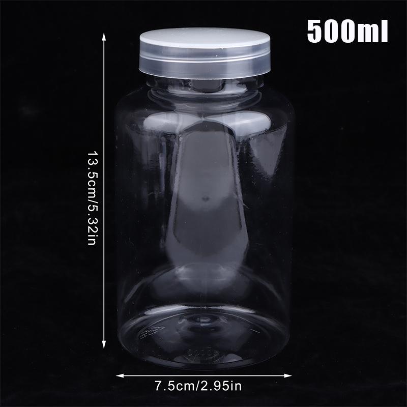 15-500Ml Transparent Plastic Bottle Wide Mouth Medicine Bottle With Screw Lid Seal Vials Liquid Reagent Container Food Grade