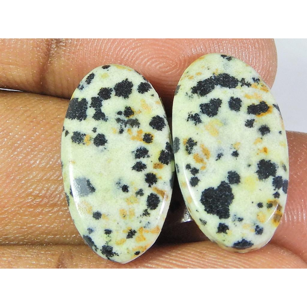 Натуральный Далматин Парный Овальный Кабошон Свободный Драгоценный Камень 11X21X04 ММ SK-187