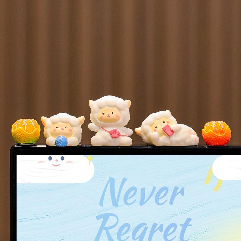 Cute Computer Display Screen Decoration New Handcrafted Desk Ornaments Mini Cartoon DollsOffice EssentialsLittle Sheep