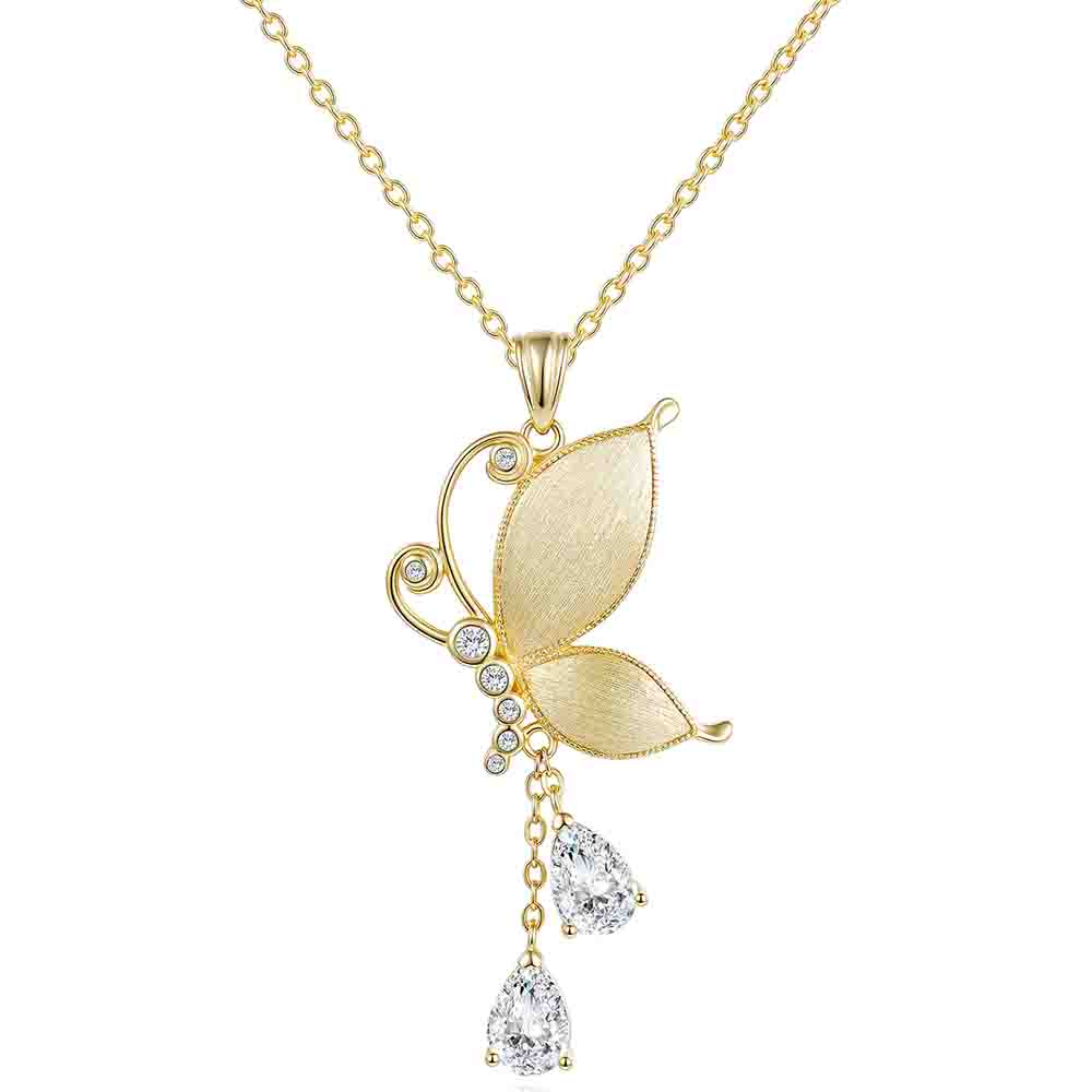 WUIHA Vintage 925 Sterling Silver D Color Real GRA Moissanite Diamond Butterfly Pendant Necklace Wedding Engagement Fine Jewelry