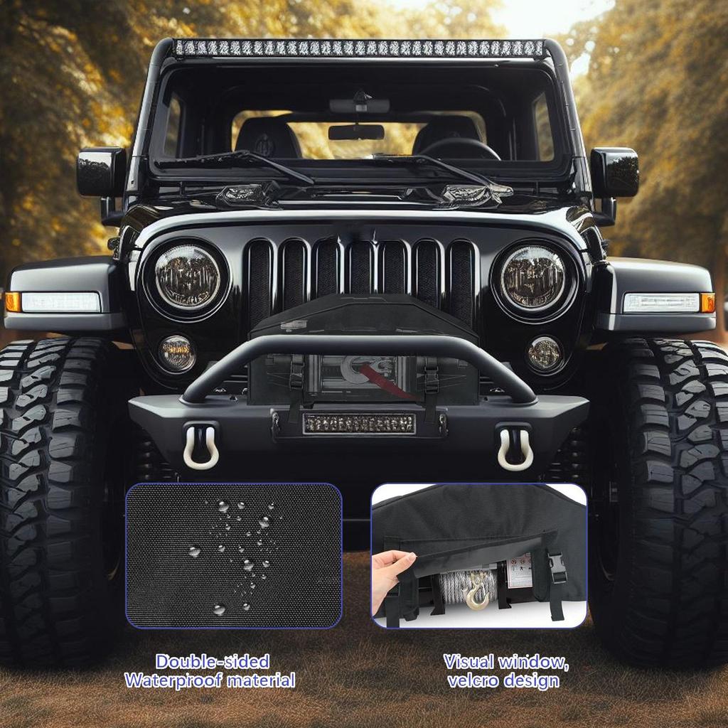 Winch Dust Cover UV Protection Adjustable Straps Oxford Waterproof Winch Accessories For Snow Automobile Automotive Car Outdoor